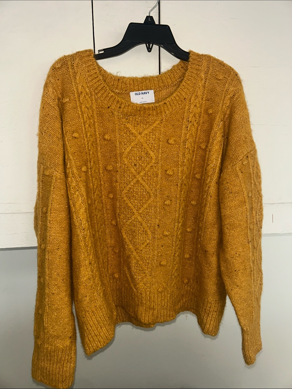 Old Navy Women's Mustard Bobble Cable Knit Sweater